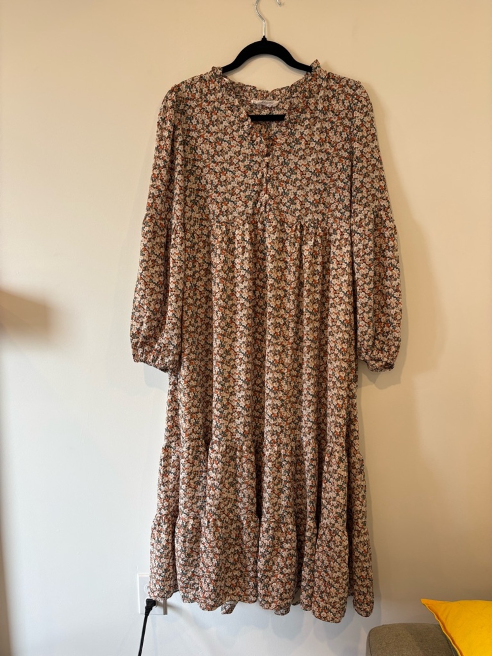 Carly Jean Los Angeles Cream and Rust Floral Maxi Dress